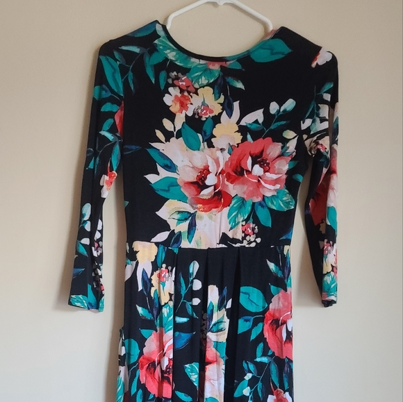 Floral Long Sleeve Midi Dress - Picture 2 of 5